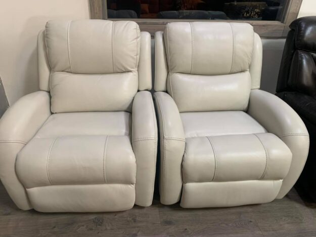 Two reclining leather arm chairs $799
