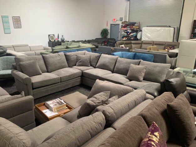 Doss Nickle Gray 4 Piece fabric sectional couch $1299