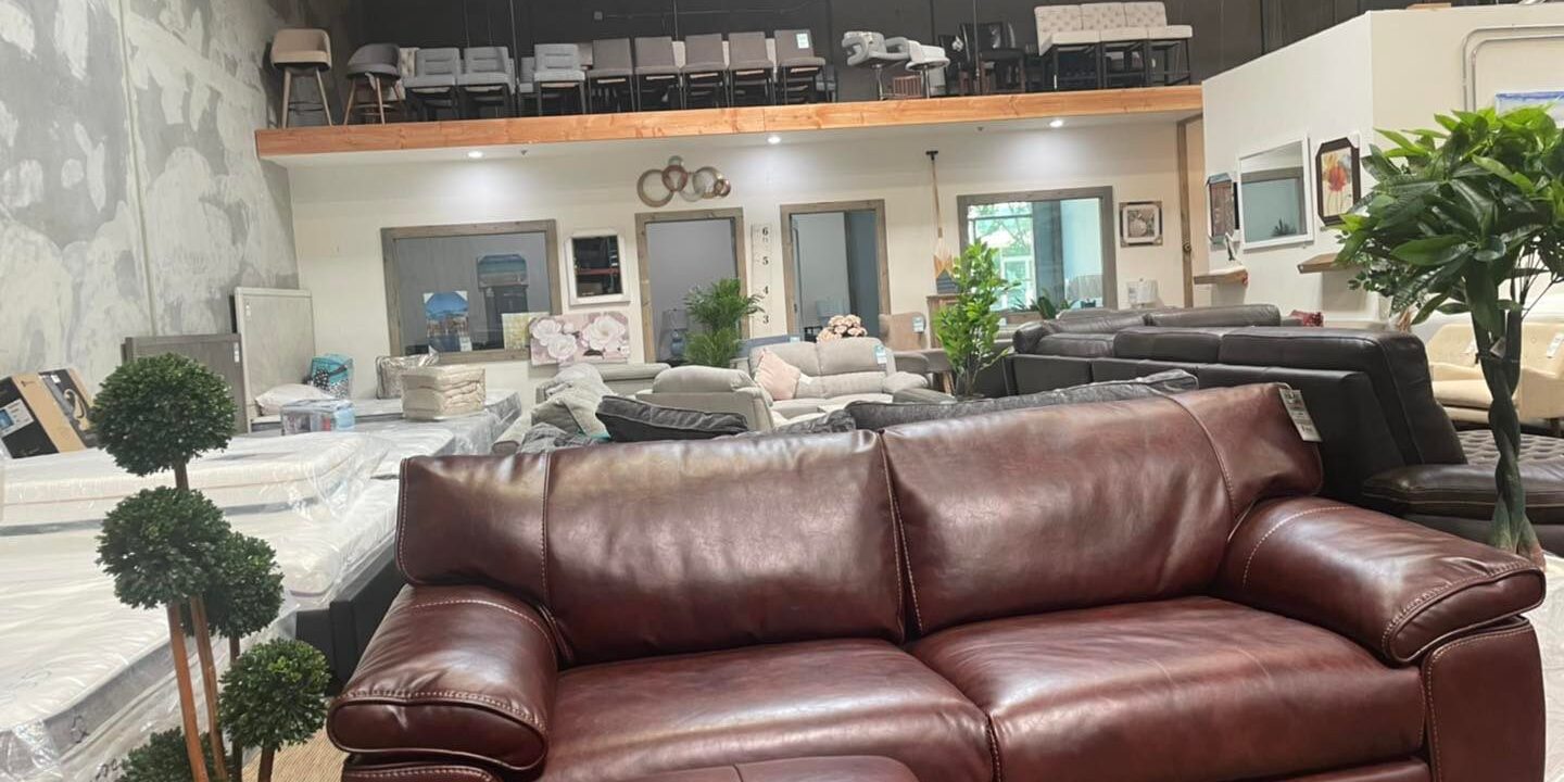 Conrady 93″ Beyond Leather Sofa & ottoman