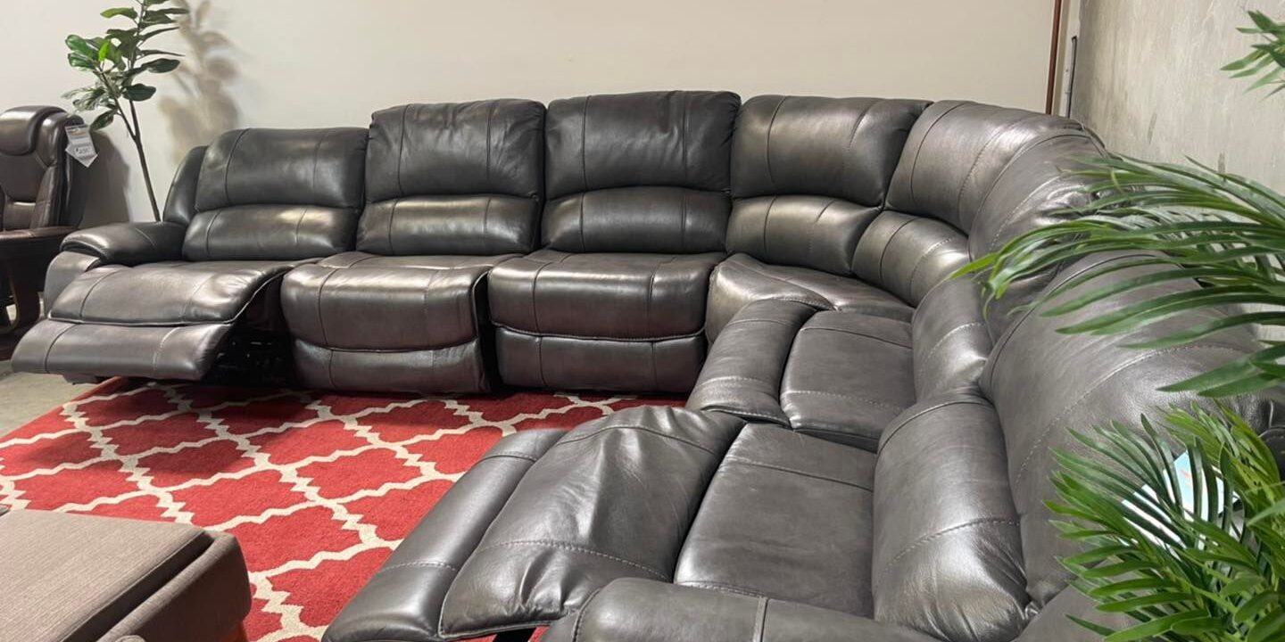 Gray 6pc leather sectional $1,599
