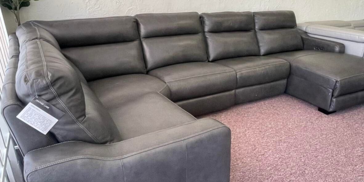 Gabrine 5 Pc leather sectional with 2 power recliners and chaise $1,799