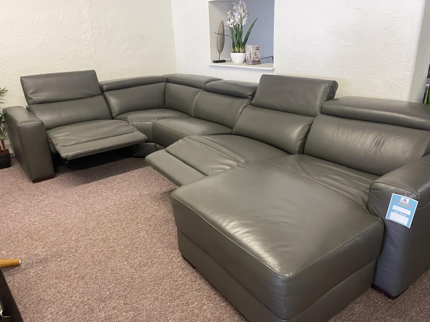nevio 6-pc leather l shaped sectional sofa